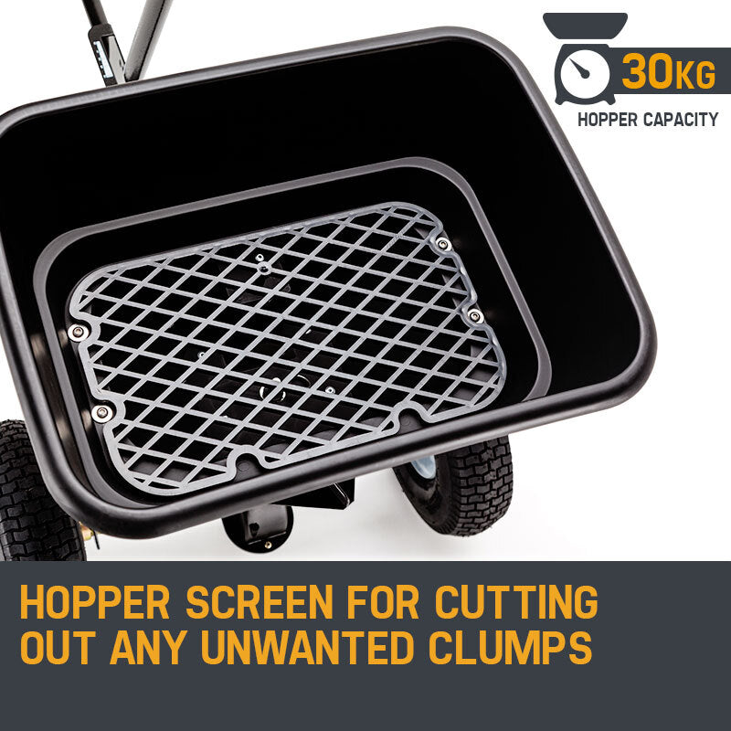 Plantcraft 30kg Tow-Behind Broadcast Spreader Poly Hopper 4m Spread