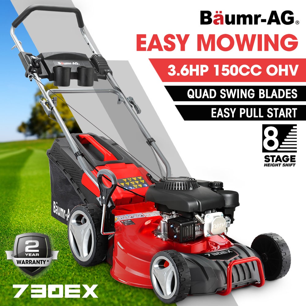 Baumr-AG 150cc Push Lawn Mower 18in Steel Deck