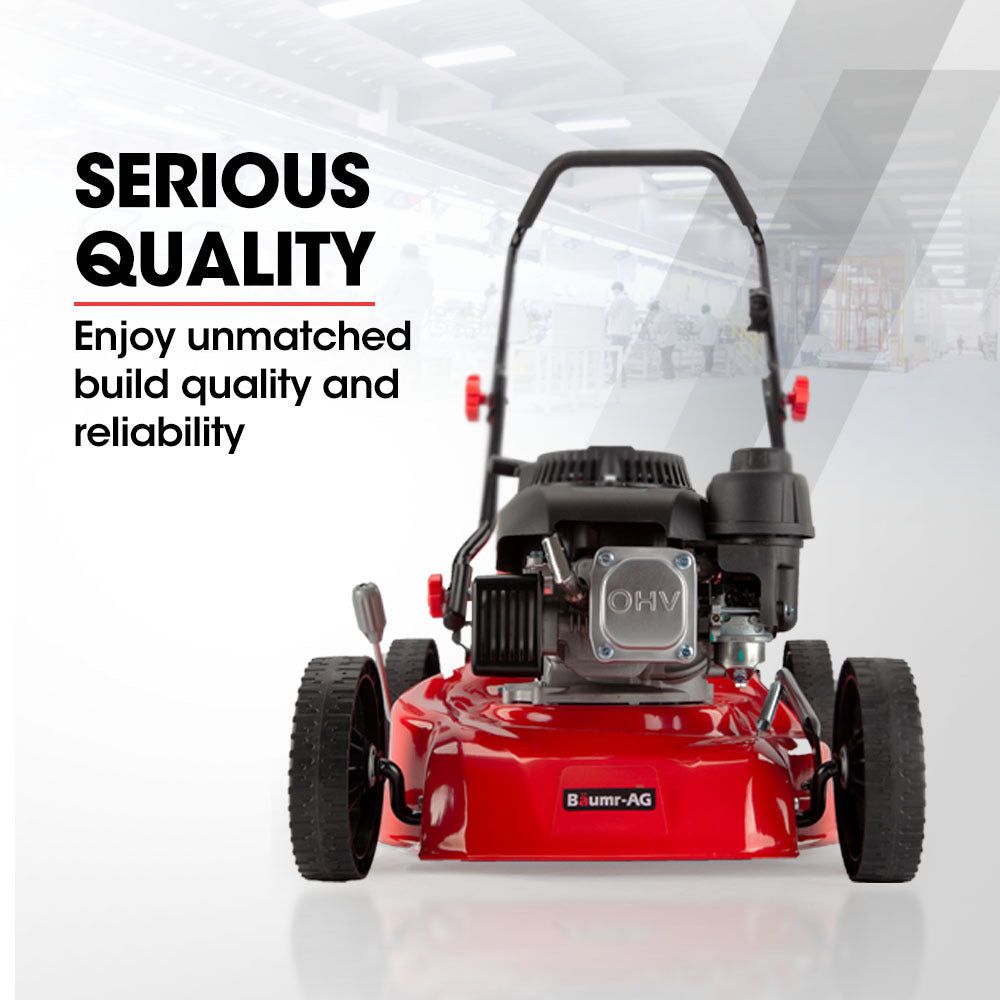Baumr-AG 139cc Petrol Push Lawn Mower 420mm Steel Deck 45L