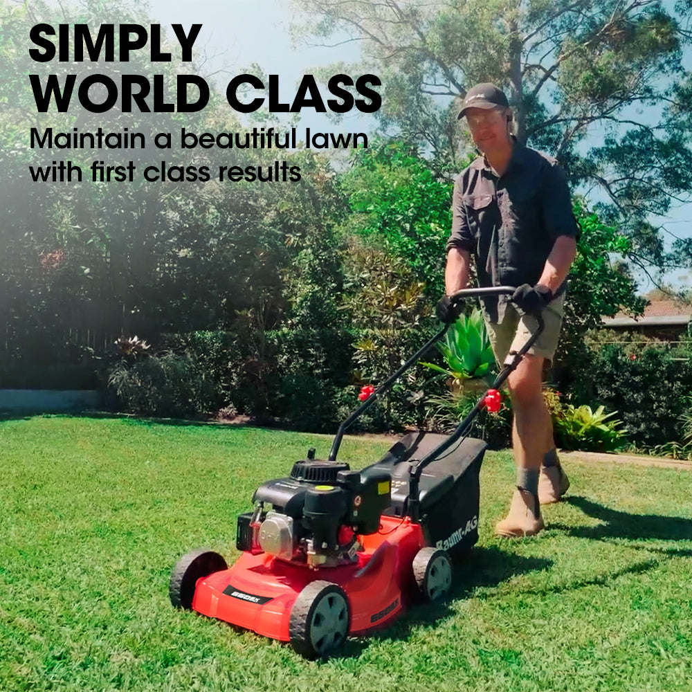 Baumr-AG 139cc Petrol Lawnmower Hand Push 35L Catcher 390mm