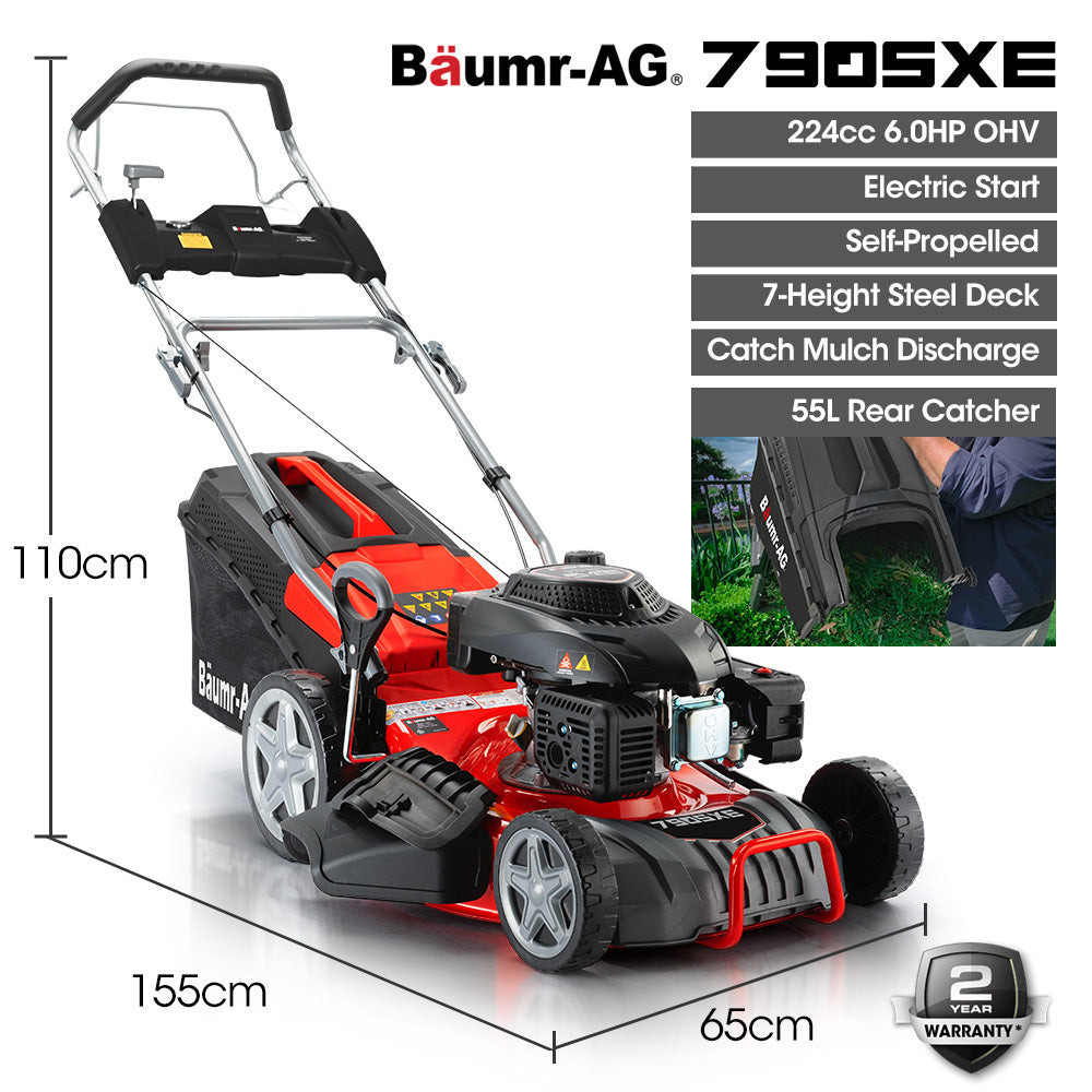 Baumr-AG 224cc Self-Propelled Petrol Lawn Mower Electric Start 460mm