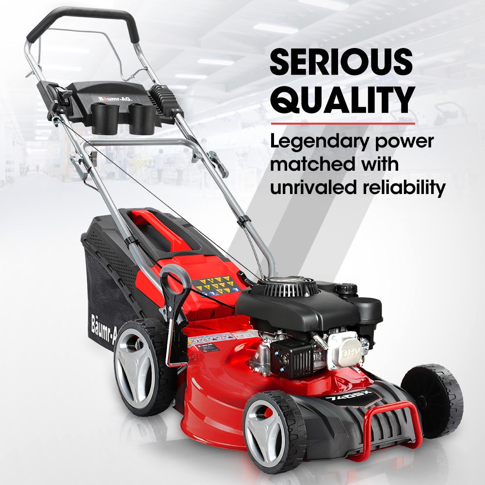 Baumr-AG 150cc Self-Propelled Petrol Lawnmower 460mm Steel Deck 55L
