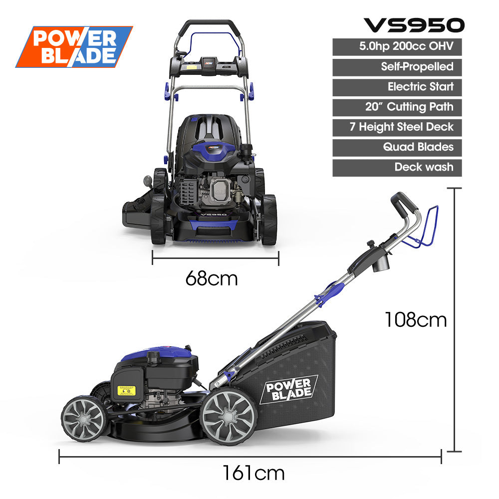PowerBlade Self-Propelled Lawn Mower 200cc 20in Steel Deck