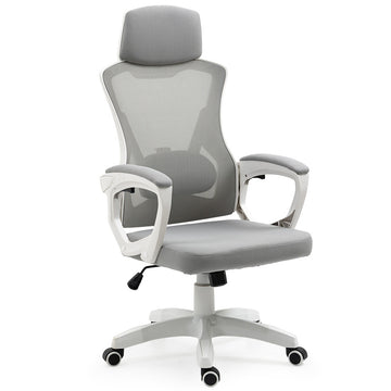 FORTIA Ergonomic Mesh Office Chair with Headrest Adjustable Recline White/Grey