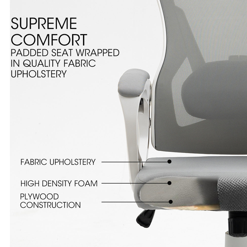 FORTIA Ergonomic Mesh Office Chair with Headrest Adjustable Recline White/Grey