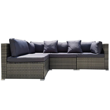 London Rattan Modular 4-Seater Outdoor Lounge Sofa Set Grey