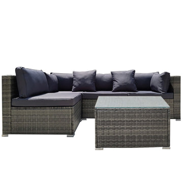 London Rattan Modular Outdoor Lounge Set 4-Seater Coffee Table Marl Grey