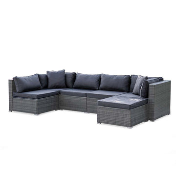 London Rattan Modular Outdoor Lounge Set 6-Seater Grey