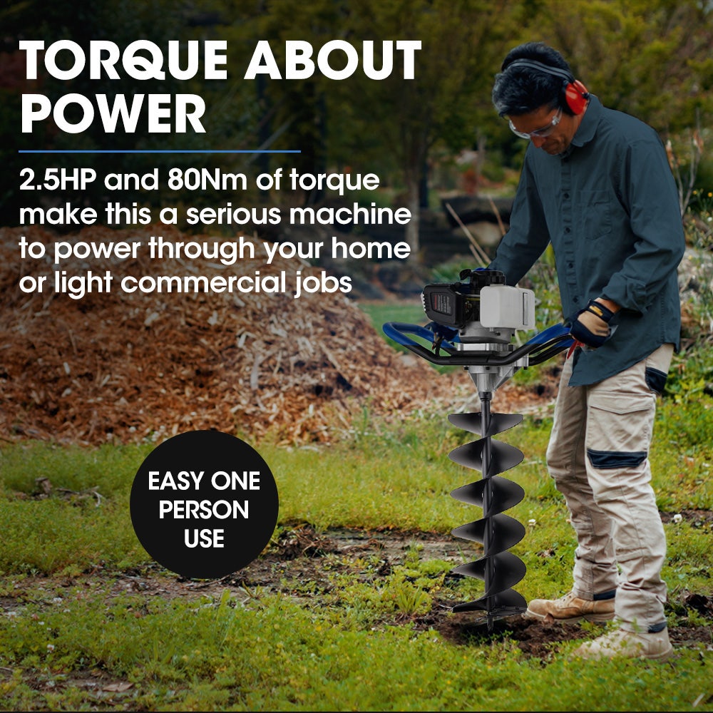 Powerblade Post Hole Digger 52cc 2-Stroke Petrol 200mm