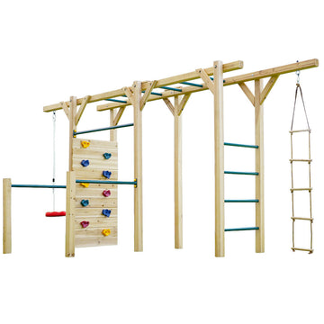 Rovo Kids Outdoor Monkey Bars Playset Frame Natural Timber