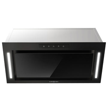 EuroChef 60cm Undermount Rangehood Black 500m3/h LED