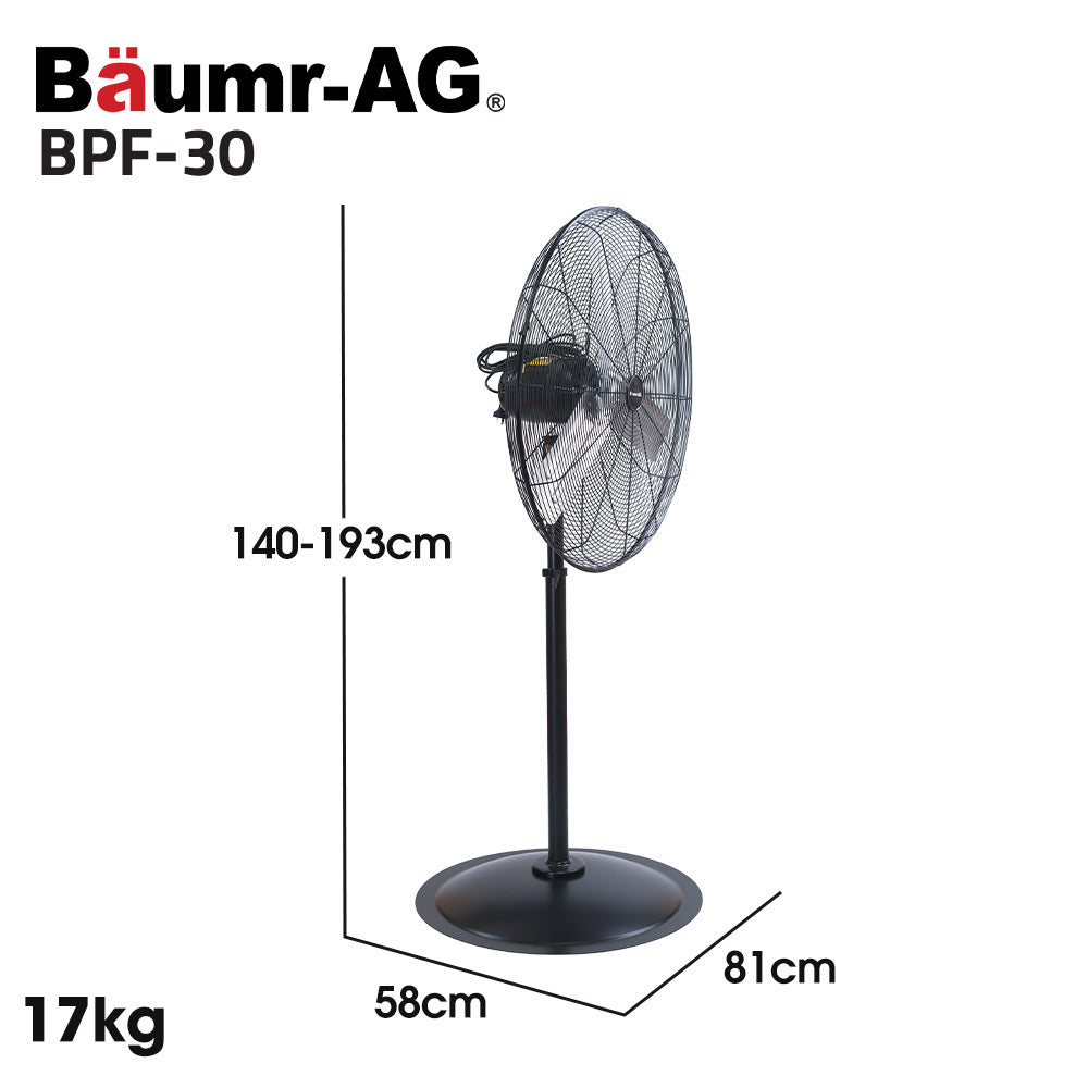 Baumr-AG 30 inch Industrial Pedestal Fan 300W 3 Speed