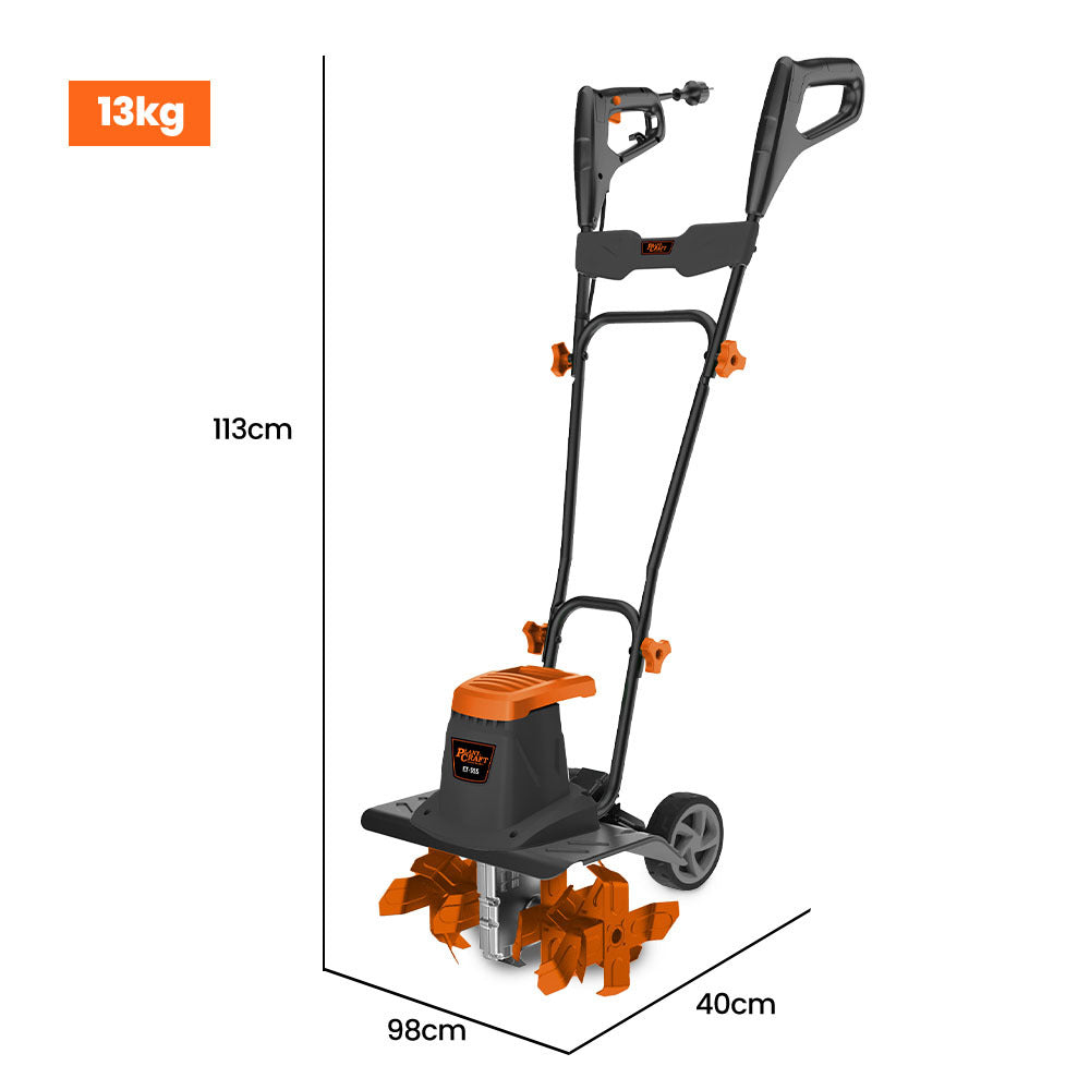 PlantCraft 1400W Garden Tiller Electric Soil Cultivator with Adjustable Depth 6 Steel Tines