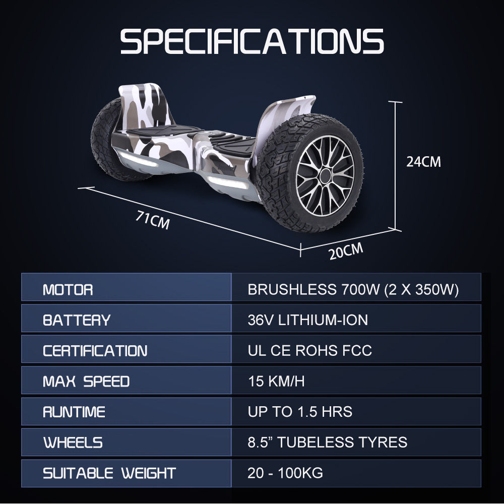 Bullet SX-4000 Hoverboard Self-Balancing 700W Electric 8.5 inch Camo