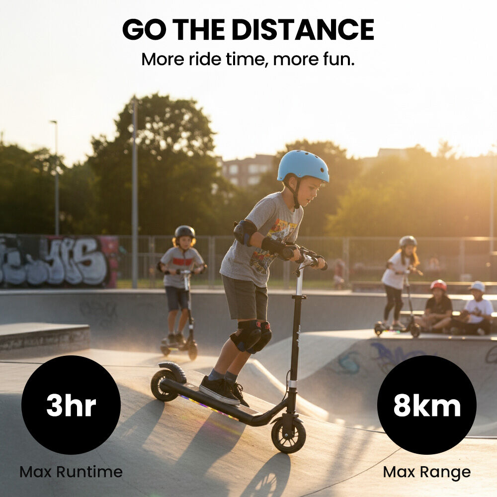 Alpha Edge Electric Scooter for Kids Teens 16km/h Bluetooth LED Black