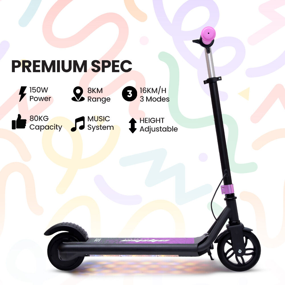 Alpha Edge Electric Scooter for Kids Teens 16km/h Bluetooth LED