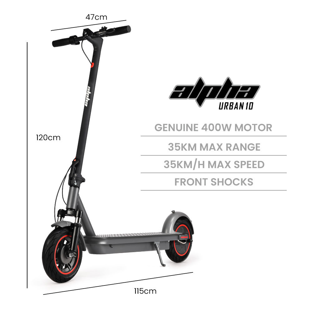 ALPHA Urban Electric Scooter 35km Range 400W Motor Grey