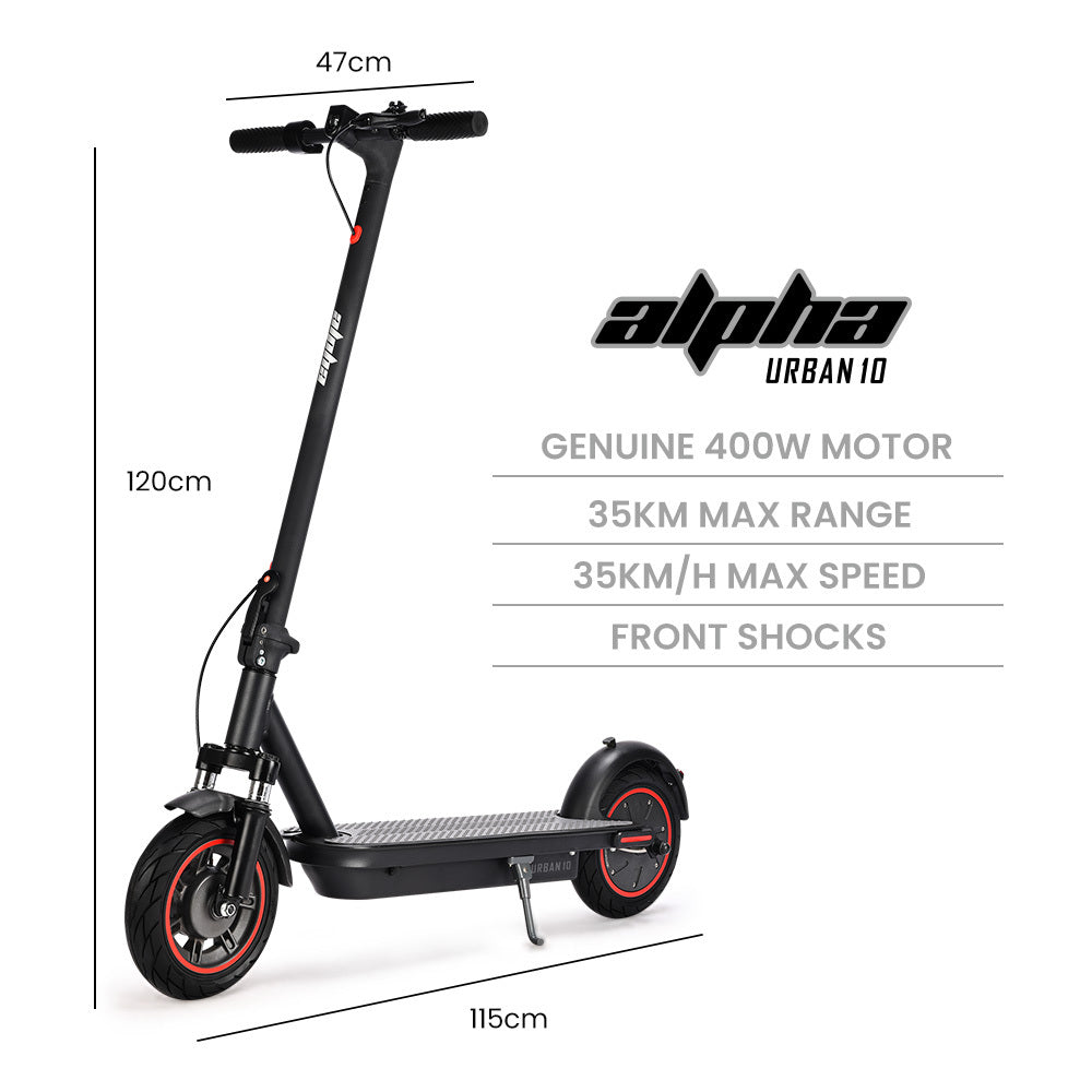 ALPHA Urban 10 Electric Scooter 35km/h Suspension 35km Range Black