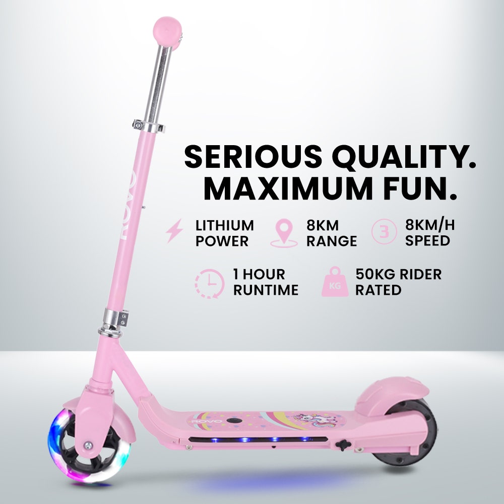 ROVO Kids Electric Scooter Ages 5-11 Adjustable Height Pink