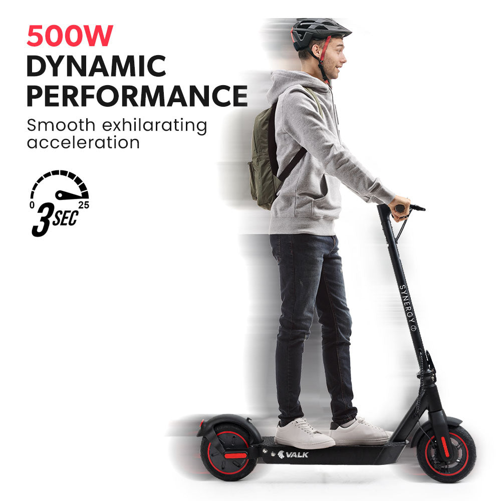 VALK Synergy 7 Electric Scooter 500W 40km Range Quick Fold Black Red AU Compliant