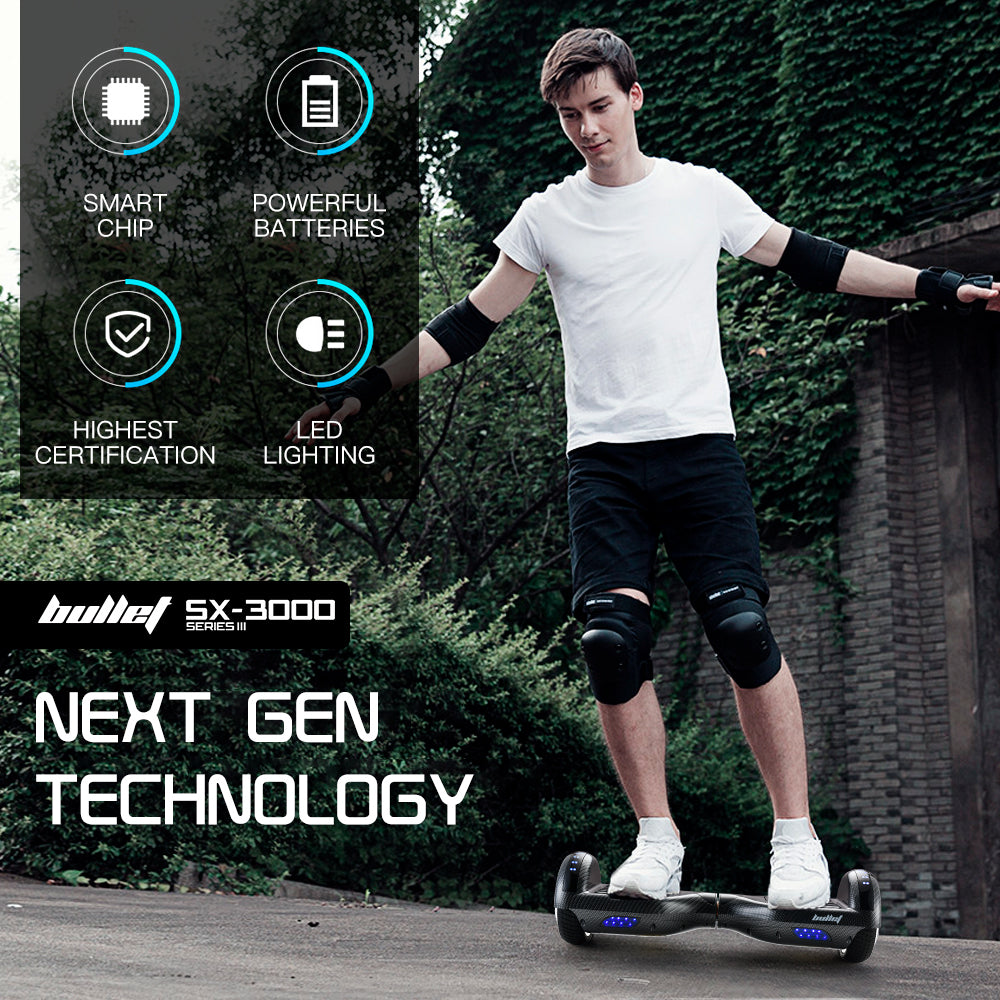 Bullet Gen III Self Balancing Hoverboard 6.5 inch LED Lights 15km Range