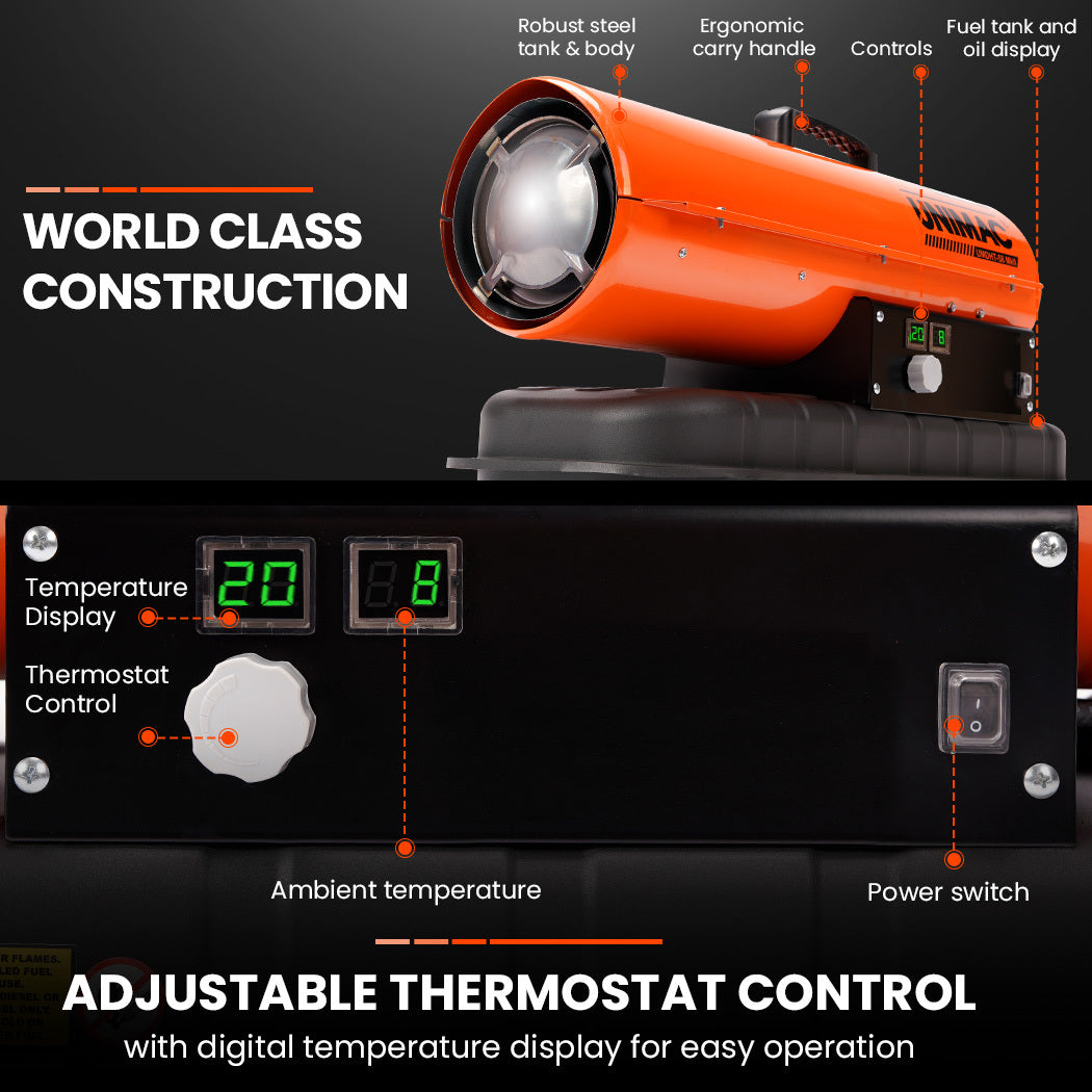 UNIMAC Industrial Diesel Space Heater 20KW Portable Forced Air