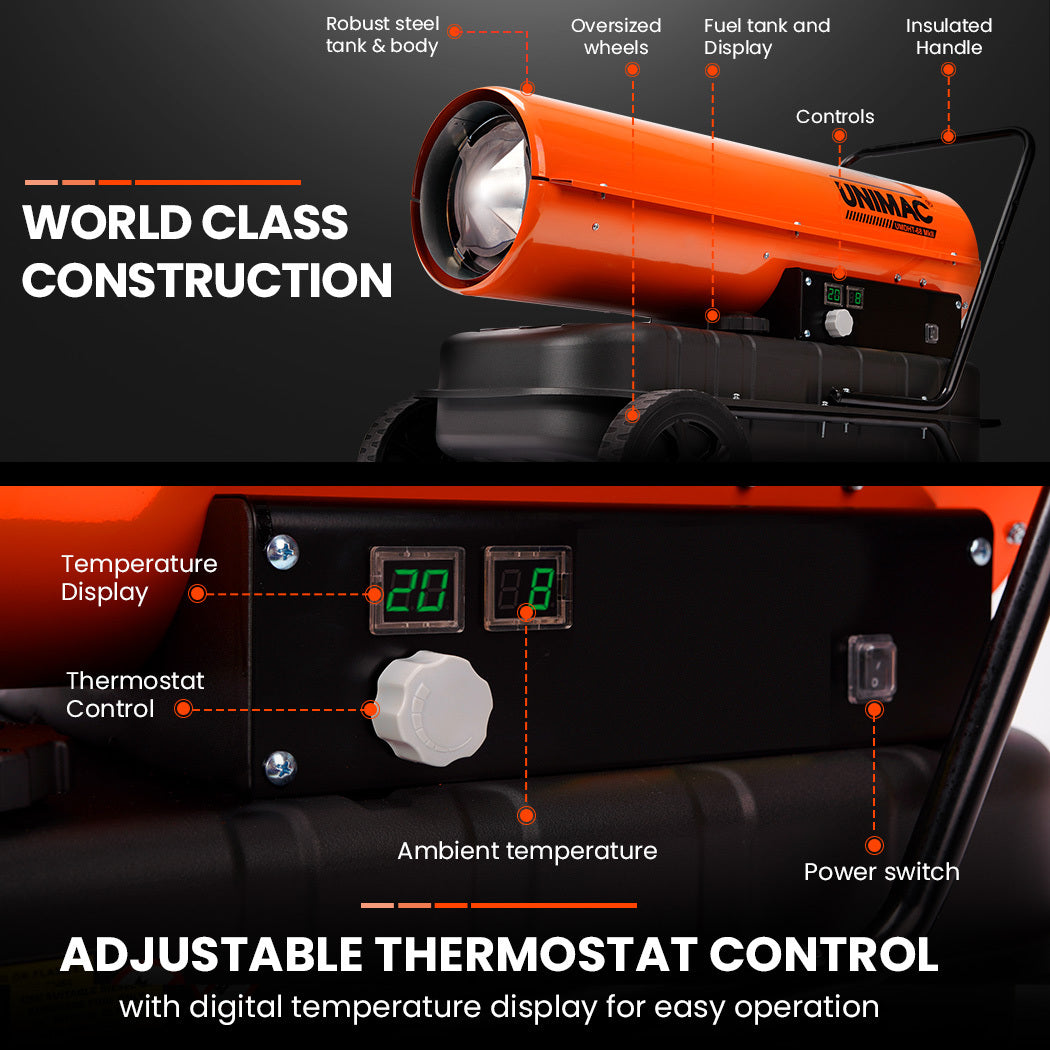 UNIMAC Industrial Diesel Space Heater 30KW Portable Forced Air