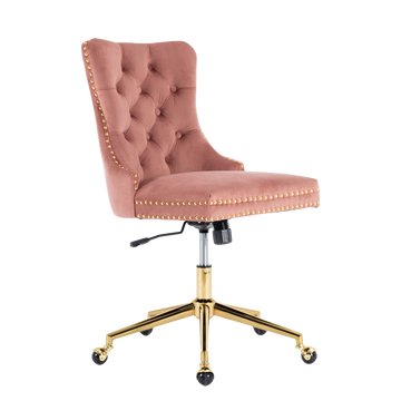 Vortaz Velvet Office Chair Height Adjustable Pink