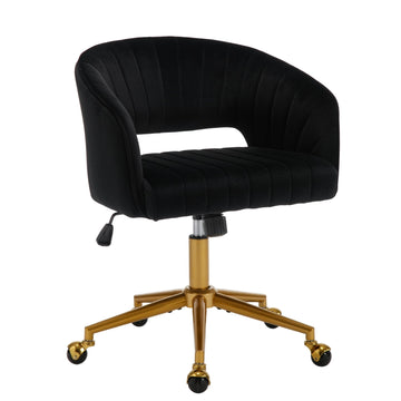 Velvet Office Chair with Hollow Back Black