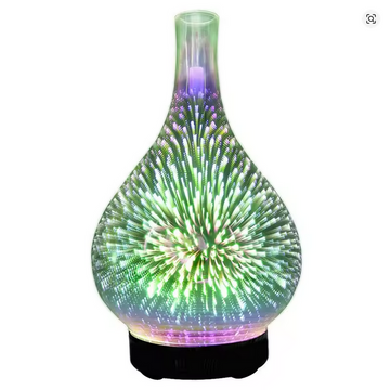 Mirror Glass Aroma Diffuser with 3D Fireworks Design LED Light 100ml