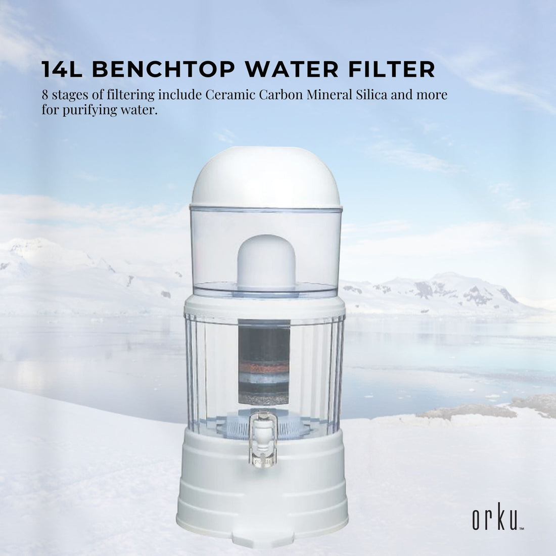 14L Benchtop 8 Stage Water Filter Ceramic Carbon Mineral