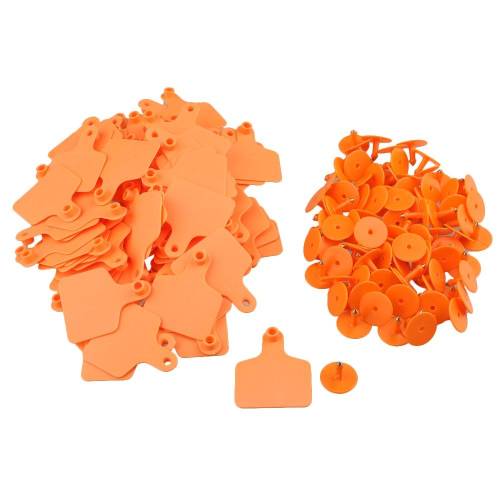 100-Pack Orange Blank Cattle Ear Tags 6x7cm TPU for Cows