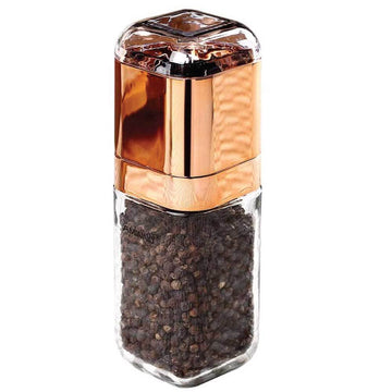 Orku Glass Pepper Grinder 180ml with Rose Gold Lid Adjustable Ceramic