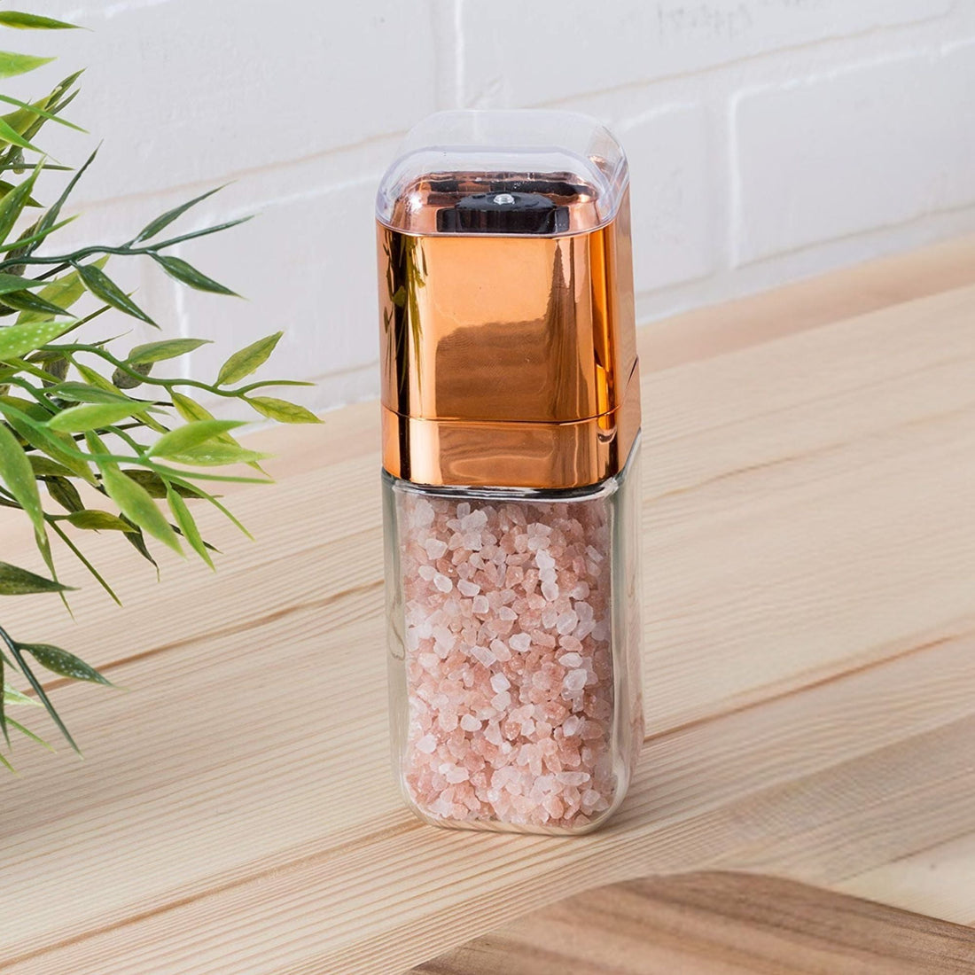 Orku Glass Pepper Grinder 180ml with Rose Gold Lid Adjustable Ceramic