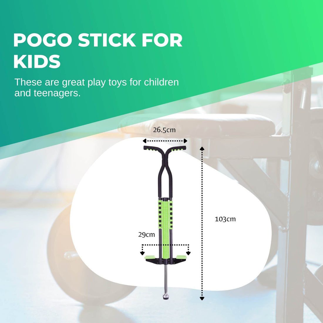 Green Kids Pogo Stick with Steel Spring 103cm 60kg Max