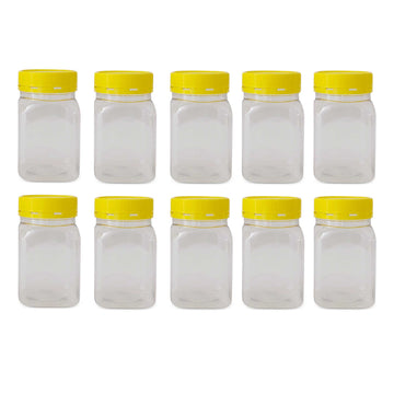 Honey Jar 500g Square Clear Food Grade Tamper Lid 10 Pack