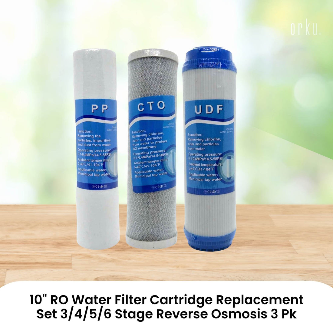 RO Water Filter Cartridge Replacement Set 10in 3 Pack