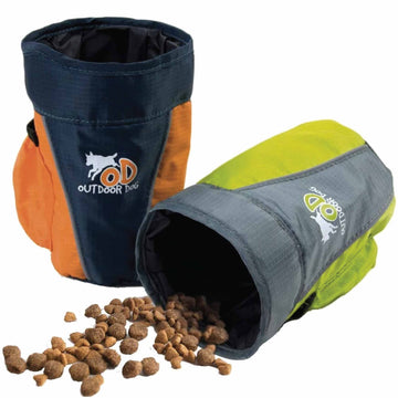 Dog Training Reward Treat Pouch Bag with Belt Clip Foldable Orange Green