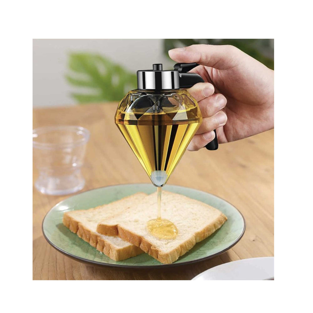 Diamond Glass Oil and Honey Dispenser 200ml with Trigger Pourer