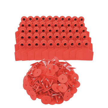 100-Pack Red Cattle Ear Tags 5x4cm TPU for Farm Livestock