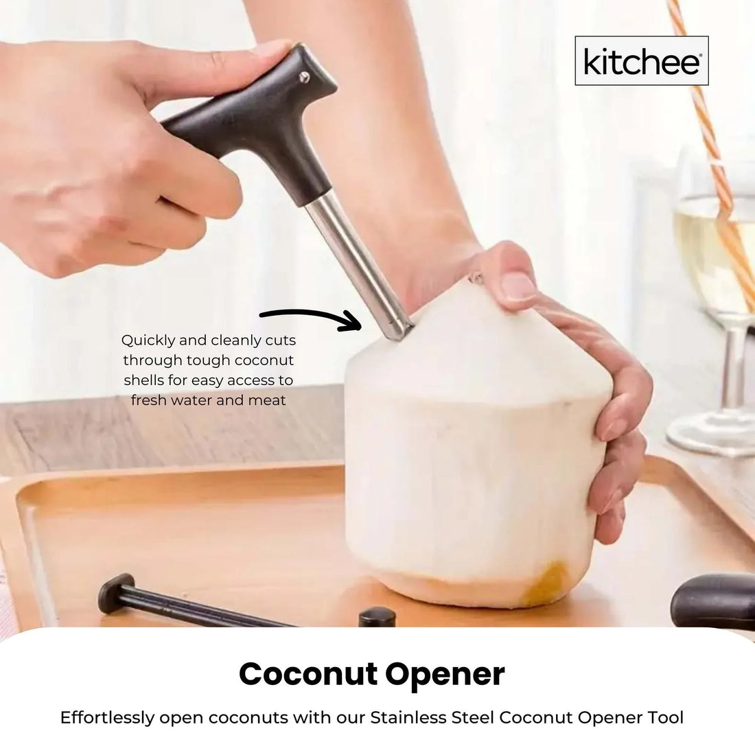 Kitchee Coconut Opener 5 Pack Stainless Steel Hole Punch Tool