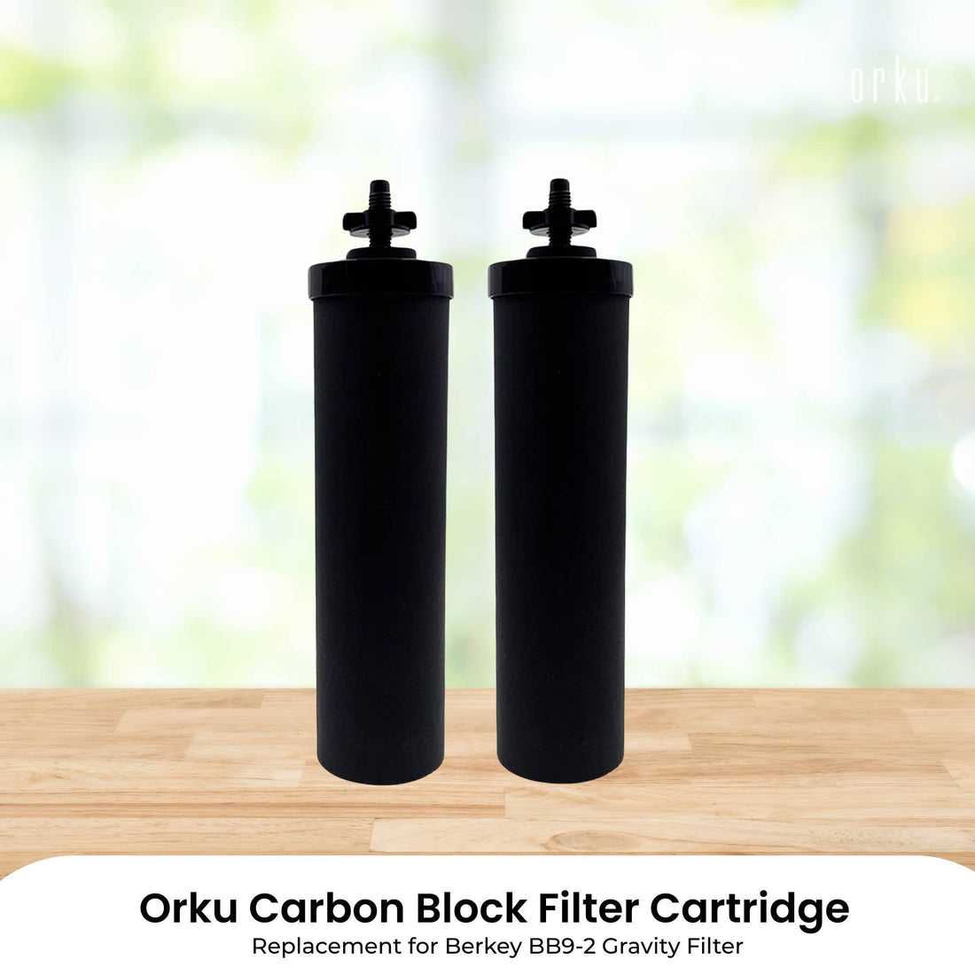 Orku Carbon Block Water Filter Cartridge 2-Pack Coconut Shell Black
