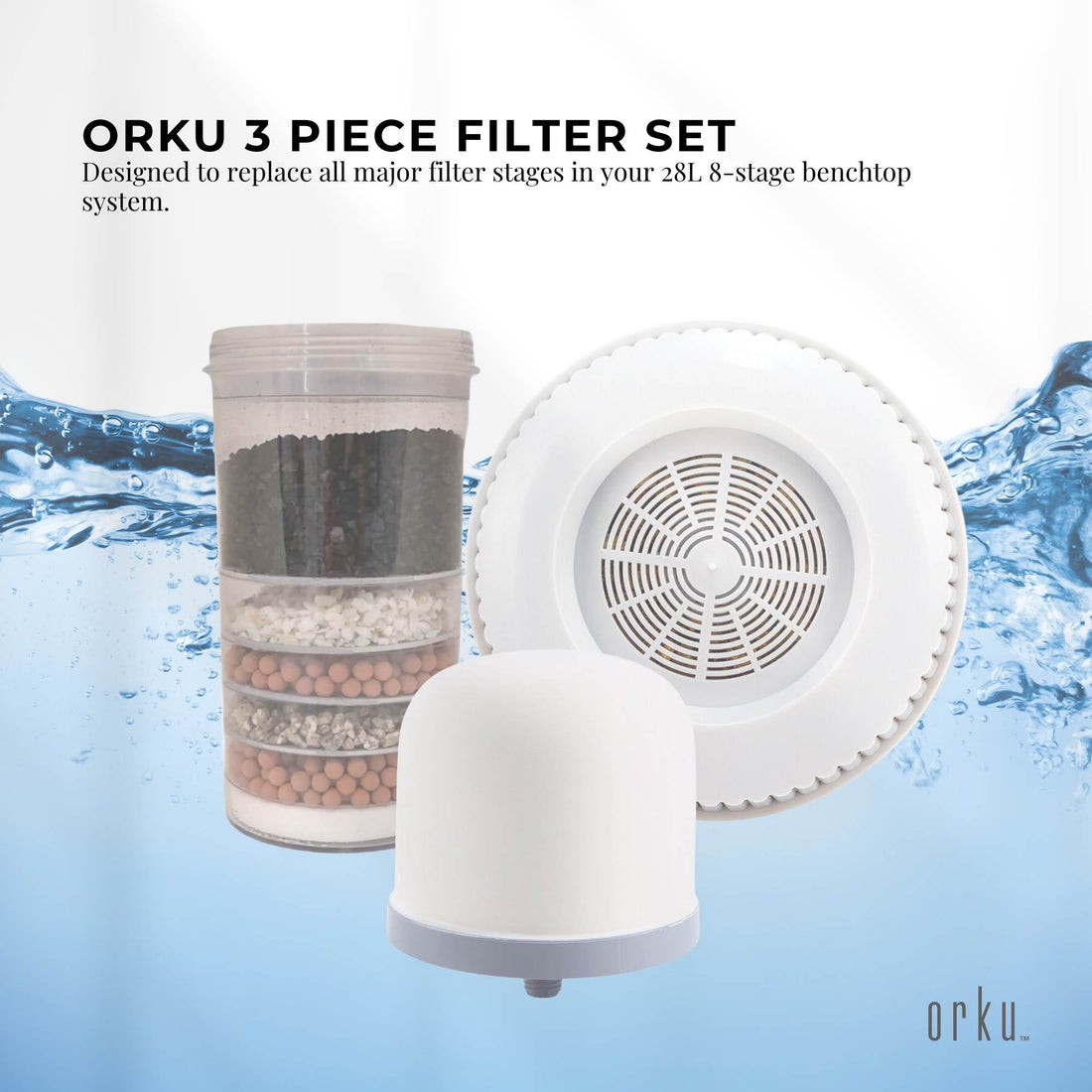 Orku 3 Piece Water Filter Replacement Set for 28L Benchtop