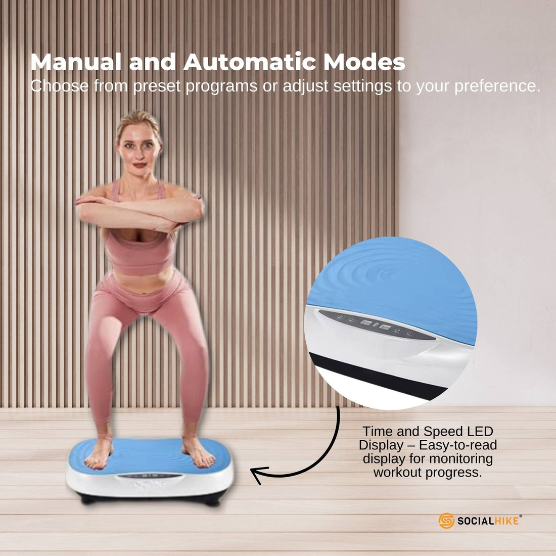 Social Hike Vibration Plate Machine Full Body Workout 99 Speed Levels Blue
