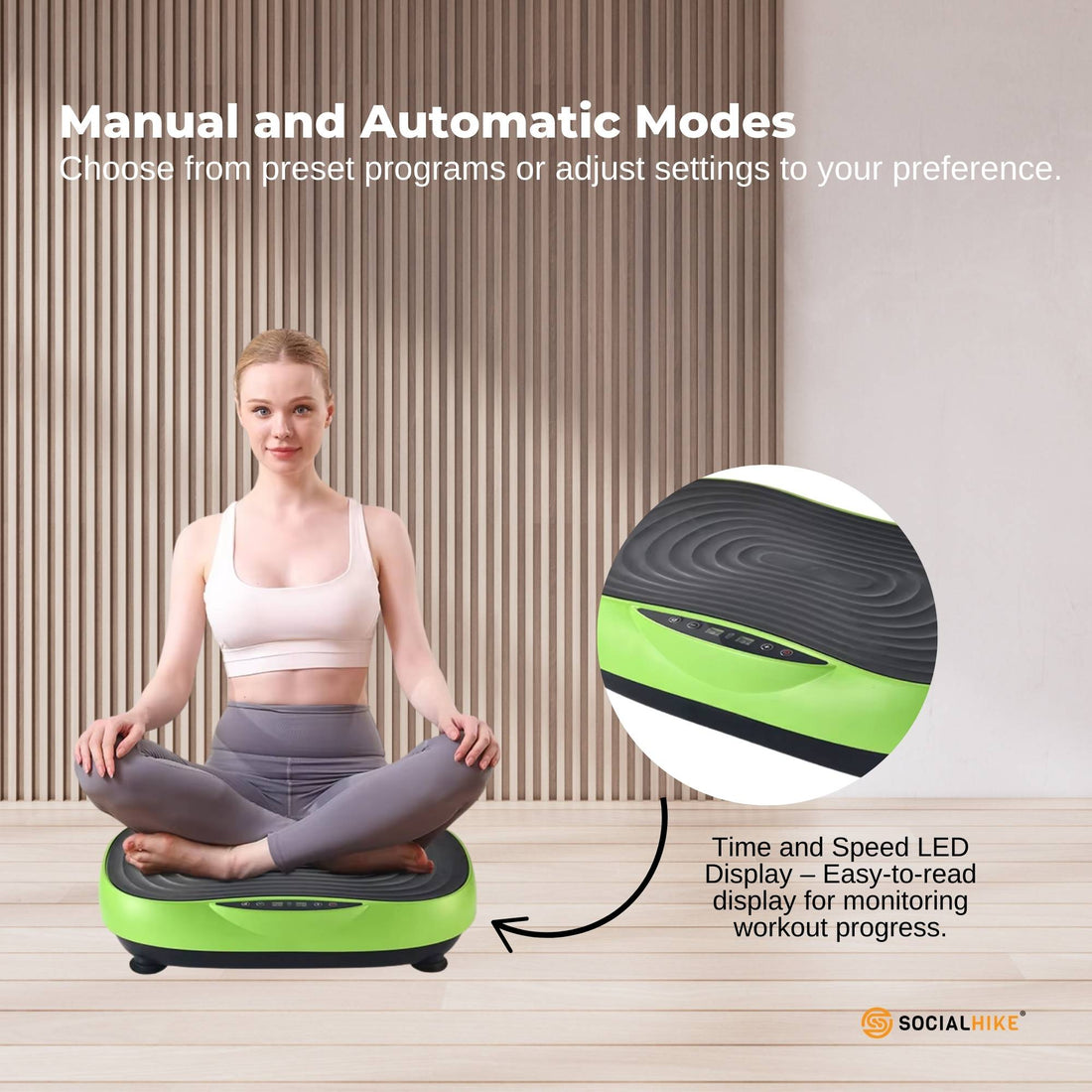 Social Hike Full Body Vibration Plate Machine 99 Speed Levels Green