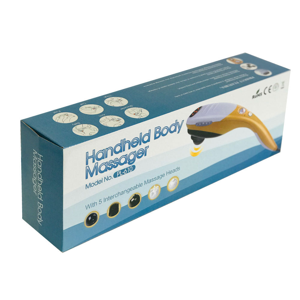 Handheld Body Massager with 6 Massage Heads Adjustable Speed Champagne