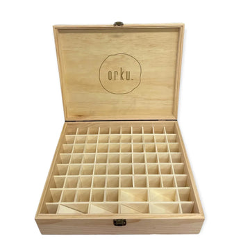 Orku Essential Oil Storage Box Organiser 74 Slot Natural Pine Wood
