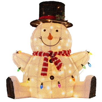 Christabelle LED Sitting Snowman Display with Lights 82cm