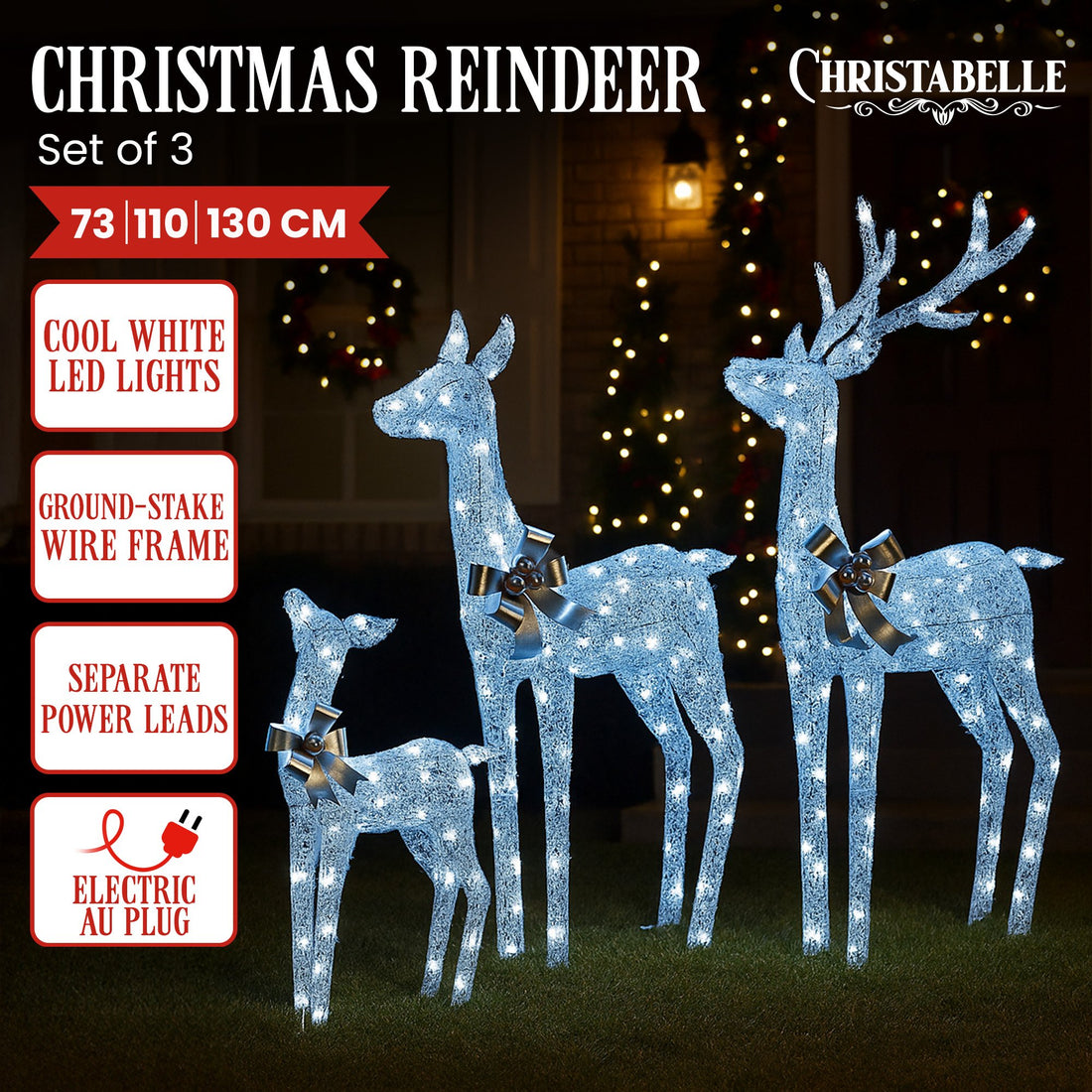 Christabelle LED Reindeer Display Set 3 Piece