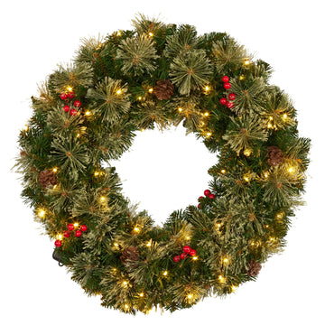 Christabelle LED Christmas Wreath Bristle Berry 61cm